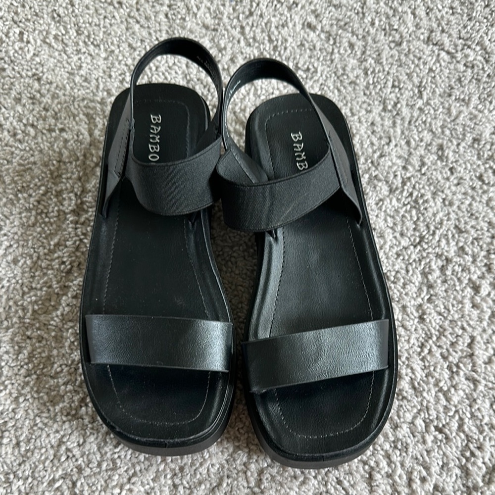 BAMBOO Black Strap Sandals